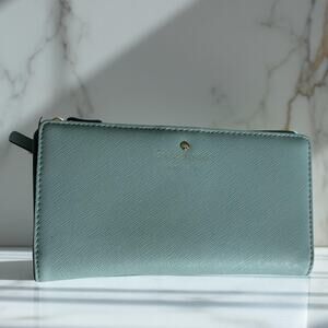 Kate Spade Cedar Street Stacy Wallet Teal Silver Accents EUC